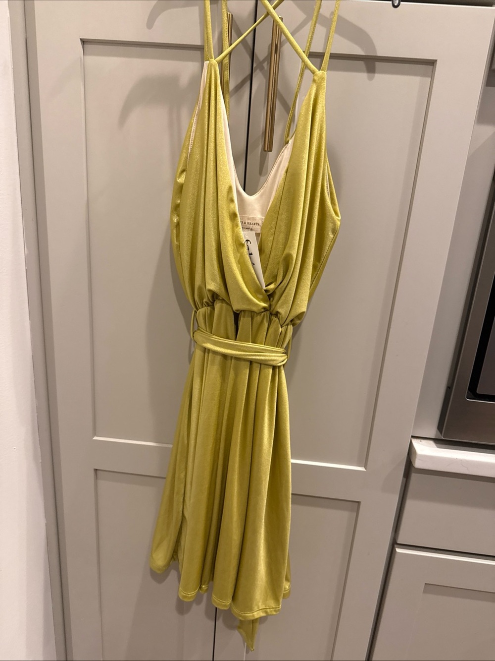 NWT Saints & Hearts Lime Green Dress Chartreuse Cocktail Party Small Lined